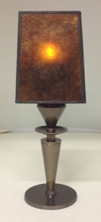 Bronze lamp with slim mica shade