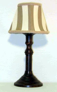 Antiqued base Lamp with khaki stripe shade