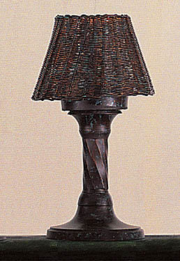 Antique Bronze Candle Lamp with Metal Wicker Shade